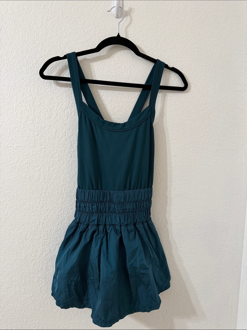 FP Movement Teal Athletic Romper Dress With Crossback Straps